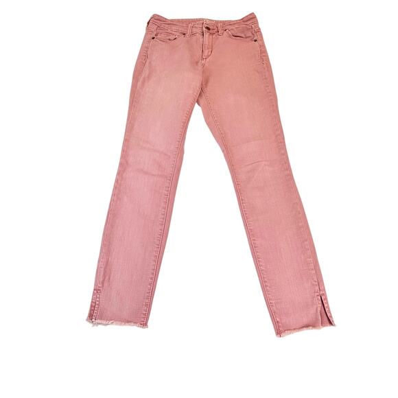 Universal Threads Powder Pink Denim Jeans Ankle Length Mid Rise Raw Edge Hem - Picture 1 of 16